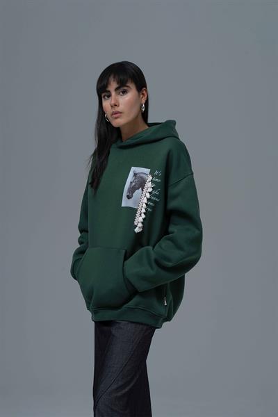 Wild Spirit Oversize Sweatshirt Kadın Yeşil