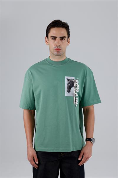 Wild Spirit Oversize Tişört Erkek Yeşil