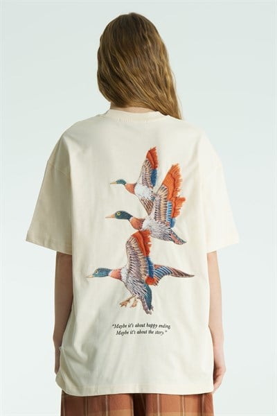 Wings Oversize Kadın Tişört Stone