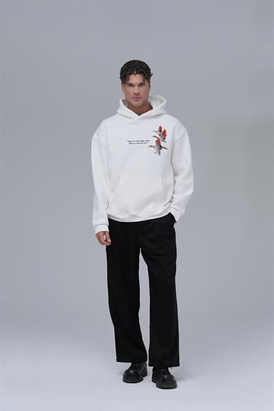 Wings Oversize Sweatshirt Erkek Ekru