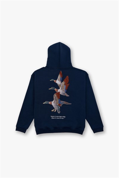 Wings Oversize Sweatshirt Erkek İndigo