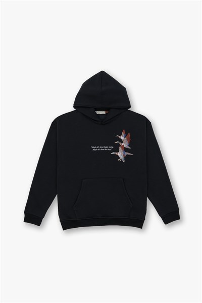 Wings Oversize Sweatshirt Erkek Siyah