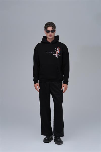 Wings Oversize Sweatshirt Erkek Siyah