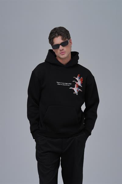 Wings Oversize Sweatshirt Erkek Siyah