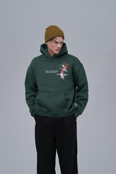 Wings Oversize Sweatshirt Erkek Yeşil