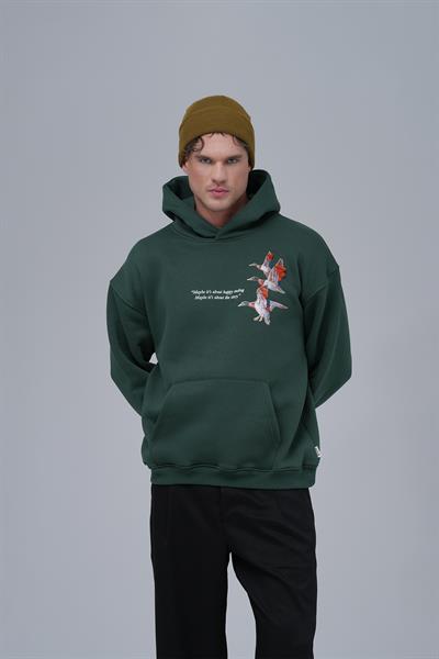 Wings Oversize Sweatshirt Erkek Yeşil