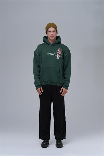 Wings Oversize Sweatshirt Erkek Yeşil
