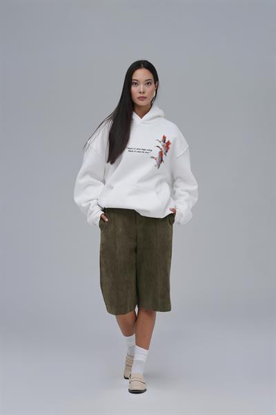 Wings Oversize Sweatshirt Kadın Ekru