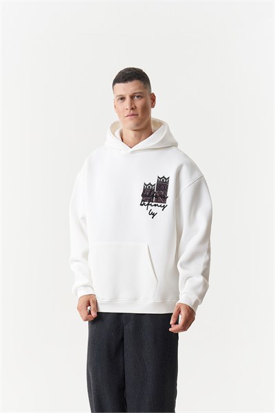 Woven Identity Oversize Erkek Sweatshirt Ekru