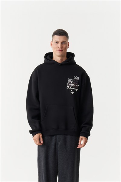 Woven Identity Oversize Erkek Sweatshirt Siyah