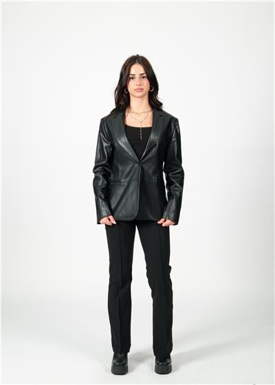 Siyah Deri Blazer Ceket
