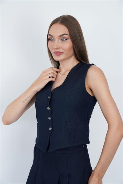 Denim Görünümlü Yelek