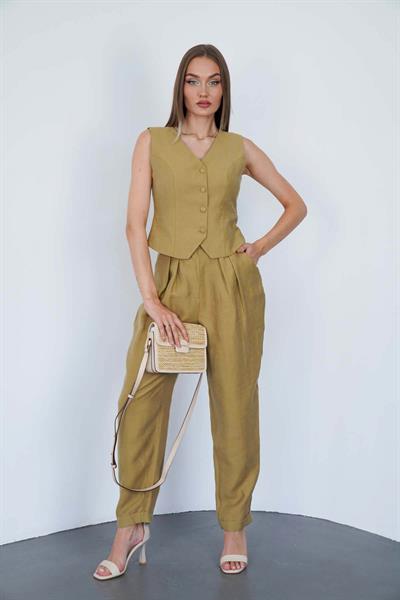Keten Pantolon Yeşil
