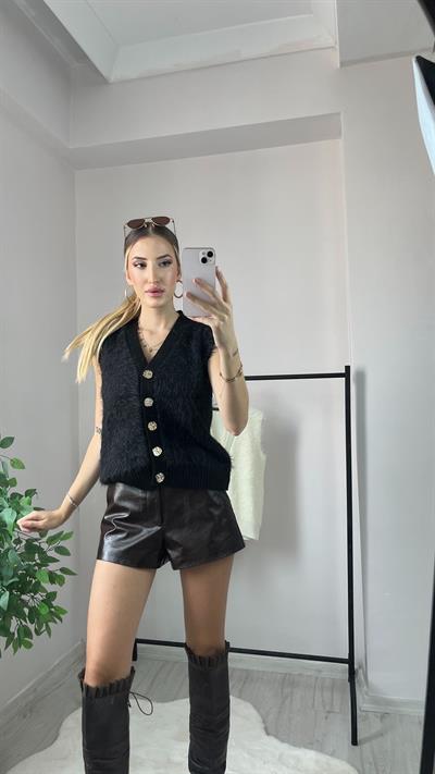 Peluş Yelek Siyah