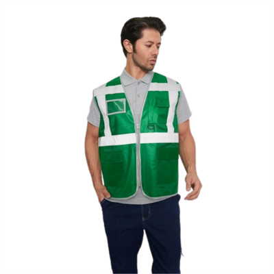Mühendis Tip Reflektörlü Yeşil İkaz Yeleği