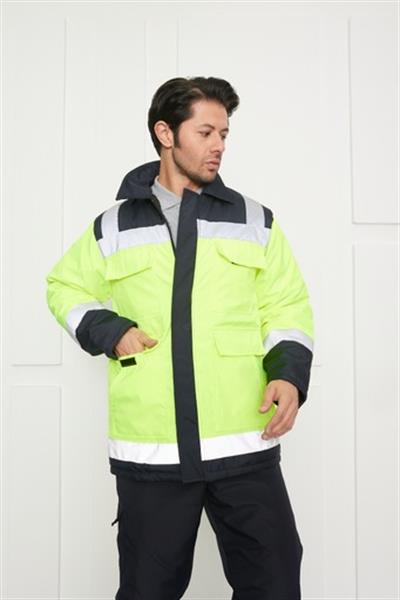 Reflektörlü Fleto Cepli Bondit İş Kabanı Sarı Lacivert