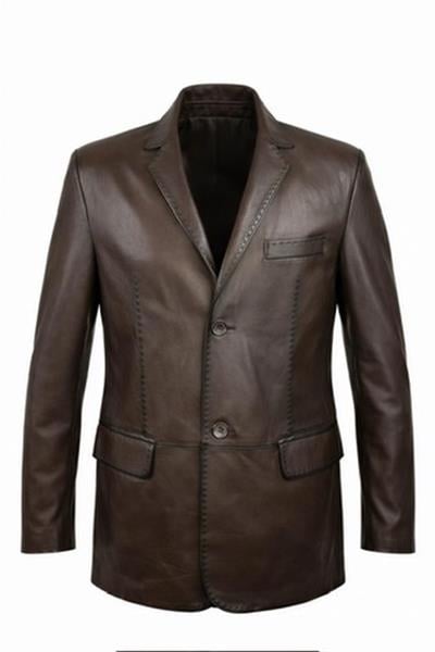 Erkek Hakiki Deri Blazer Ceket Kahverengi | Klasik Yaka, Düğmeli, Cep Detaylı