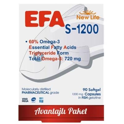 New Life Efa S-1200 Omega-3 90 Kapsül Balık Yağı