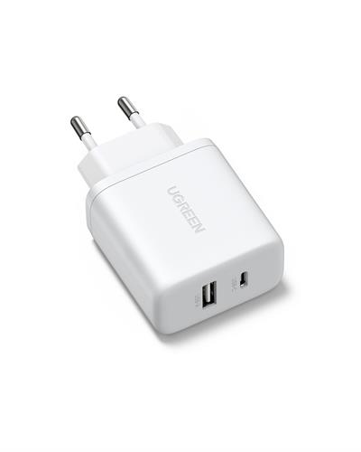 UGREEN 20W 2 Portlu Hızlı Şarj Cihazı, 1xUSB-A, 1xUSB-C, Beyaz, 45310