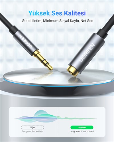 UGREEN 3.5 mm Jack Ses Aux Uzatma Kablosu 5 Metre, 10538