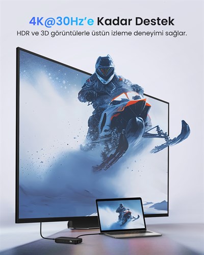 UGREEN 3-in-1 4K@30Hz HDMI Uzaktan Kumandalı Switch, 80125