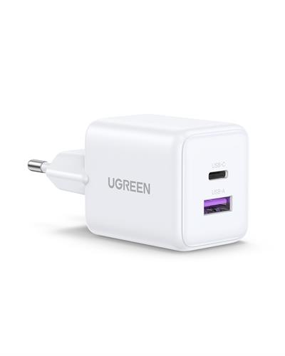 UGREEN 30W GaN Hızlı Şarj Cihazı 2 Portlu, 1xUSB-A, 1xUSB-C, Siyah, 65015