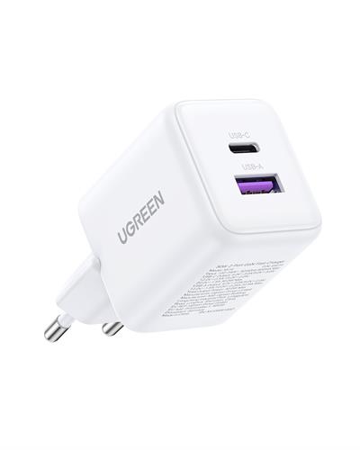UGREEN 30W GaN Hızlı Şarj Cihazı 2 Portlu, 1xUSB-A, 1xUSB-C, Siyah, 65015