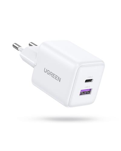 UGREEN 30W GaN Hızlı Şarj Cihazı 2 Portlu, 1xUSB-A, 1xUSB-C, Siyah, 65015