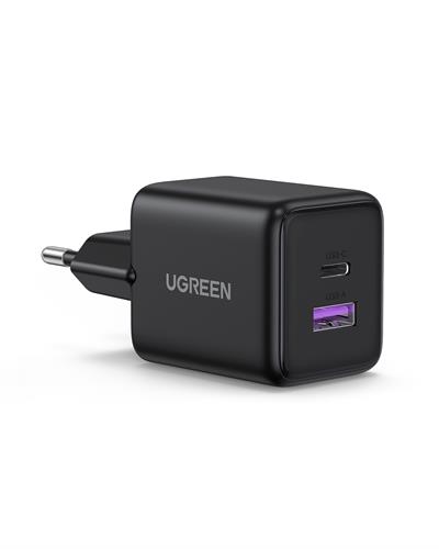 UGREEN 30W GaN Hızlı Şarj Cihazı 2 Portlu, 1xUSB-A, 1xUSB-C, Siyah, 65014