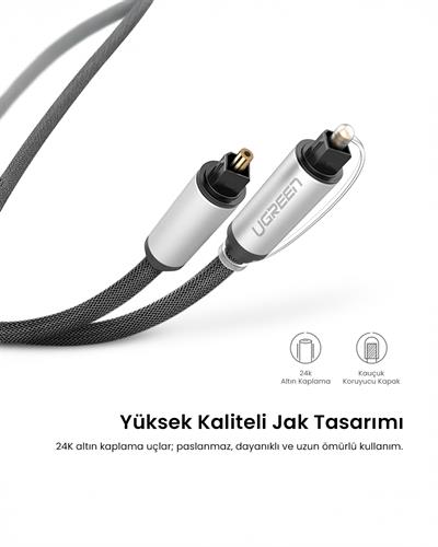 UGREEN 5.1 Dijital Toslink Optik Ses Kablosu 2 Metre, 10540