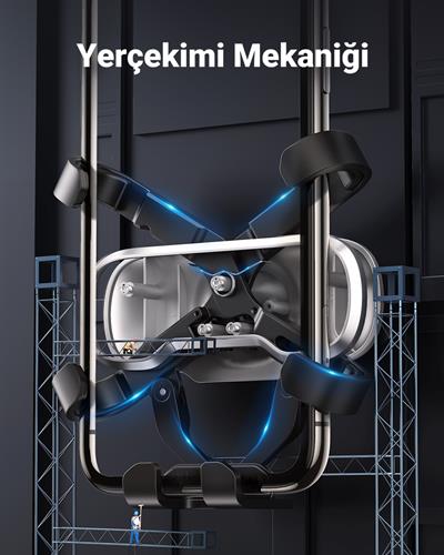 UGREEN 5 Kollu Mekanik Araç İçi Telefon Tutucu Air Vent, Siyah, 80539