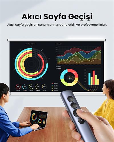UGREEN 50654 Lazer Presenter Kablosuz Sunum Kumandası, 50654