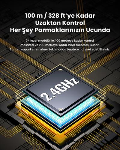 UGREEN 50654 Lazer Presenter Kablosuz Sunum Kumandası, 50654