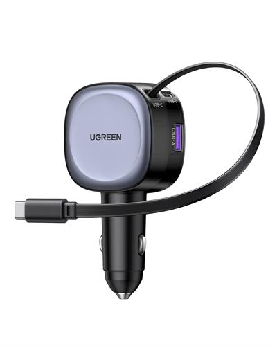UGREEN 75W 2 Portlu USB-C Kablolu Araç İçi Şarj Cihazı Çakmaklık Adaptörü, 55653