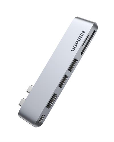 UGREEN 6-in-2 1*Thunderbolt 3 6K Video 100W PD 40Gps Type-C, 2*USB 3.0, 4K/30Hz HDMI, SD, Micro SD Port Çoklayıcı Hub, 80856