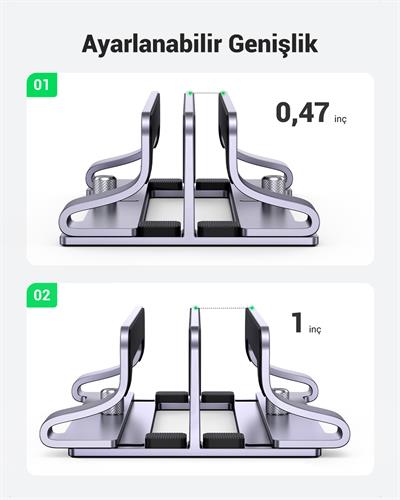 UGREEN Alüminyum Çift Yuvalı Notebook Macbook Dikey Masaüstü Standı, 60643