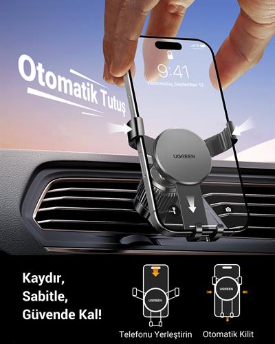 UGREEN Araç İçi Telefon Tutucu Air Vent, Siyah, 40907