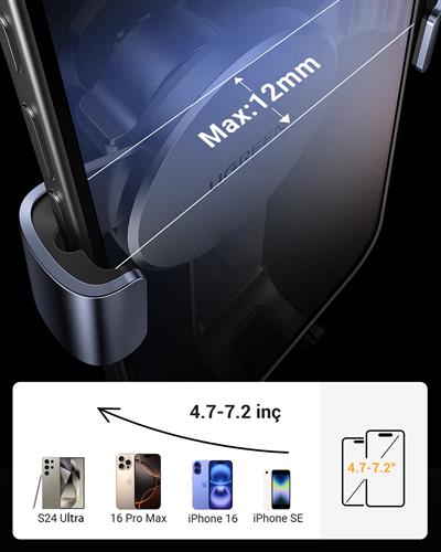 UGREEN Araç İçi Telefon Tutucu Air Vent , Uzay Grisi, 50564