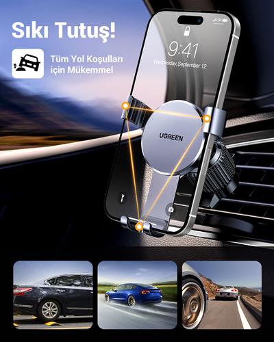 UGREEN Araç İçi Telefon Tutucu Air Vent , Uzay Grisi, 50564