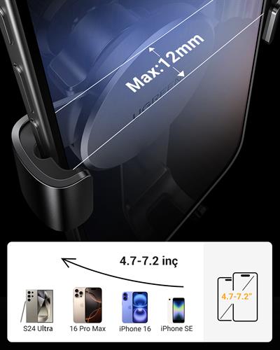 UGREEN Araç İçi Telefon Tutucu Air Vent, Siyah, 40907