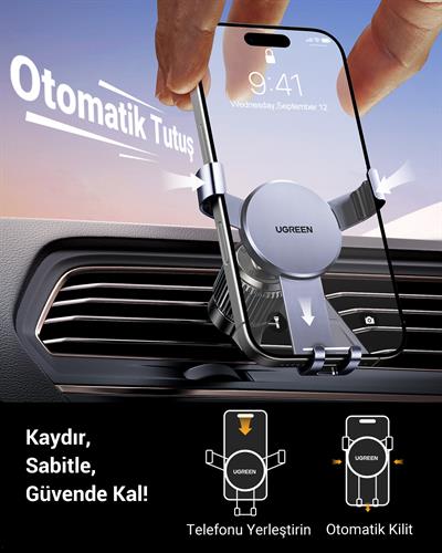UGREEN Araç İçi Telefon Tutucu Air Vent , Uzay Grisi, 50564
