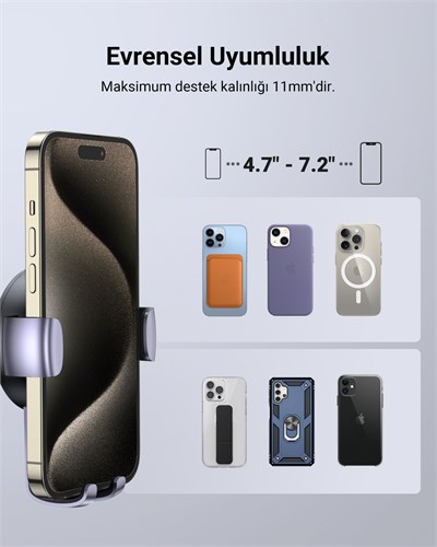 UGREEN Araç İçi Telefon Tutucu Air Vent , Uzay Grisi, 50564