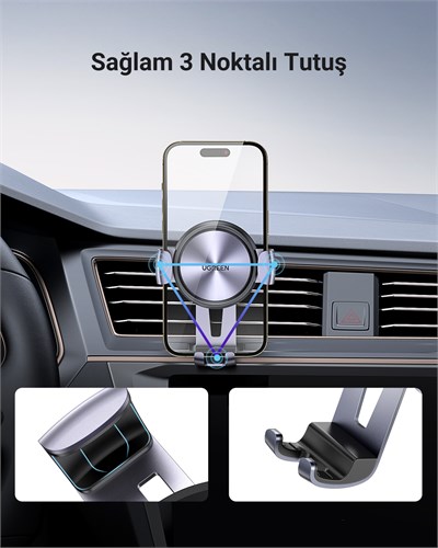 UGREEN Araç İçi Telefon Tutucu Air Vent , Uzay Grisi, 50564