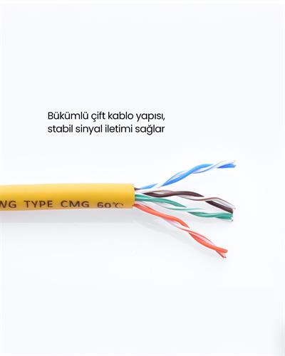 UGREEN CAT5e Ethernet Kablosu, 1 Metre, Sarı, 11230