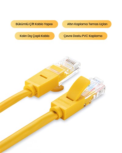 UGREEN CAT5e Ethernet Kablosu, 2 Metre, Sarı, 11231