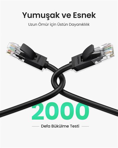 UGREEN CAT6 Ethernet Kablosu, 5 Metre, Siyah, 20162