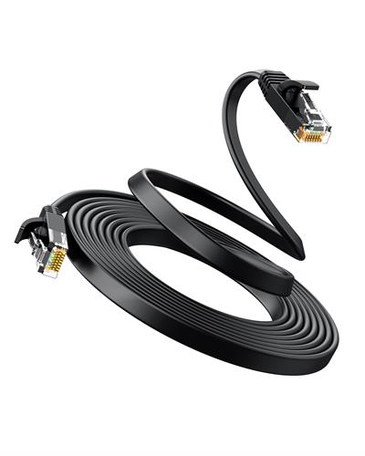 UGREEN CAT6 Flat Ethernet Kablosu, 10 Metre, Siyah 50178