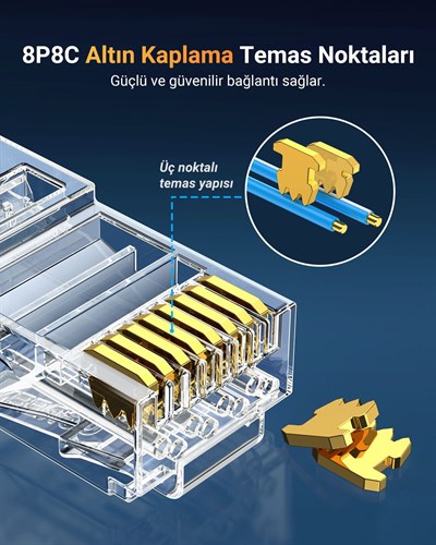 UGREEN Cat6 RJ45 Konnektör 10lu Paket, 50961