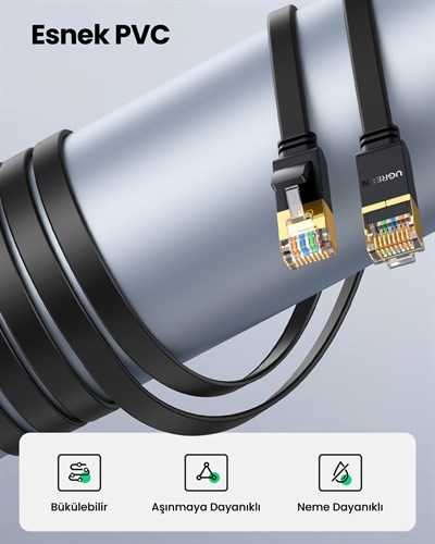UGREEN CAT7 U/FTP Flat Ethernet Kablosu 3 Metre, 11262