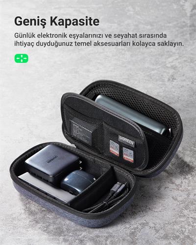 UGREEN Çok Bölmeli Elektronik Aksesuarlar Düzenleyici Su Geçirmez Dayanıklı Seyahat Çantası, 50903